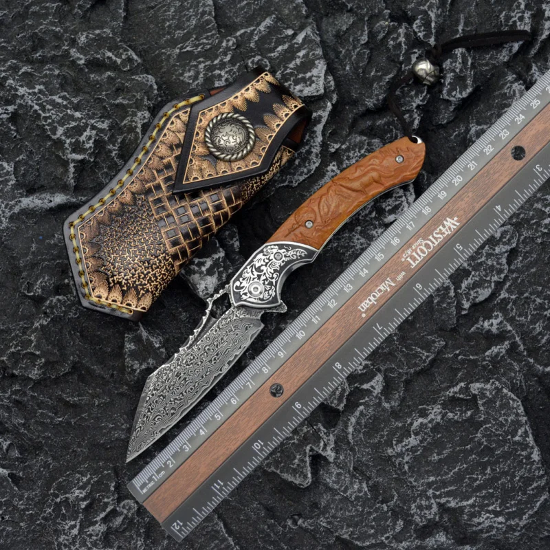 دمشق الصلب سكين للفرد VG10 نمط - مراجعة Outdoor Hunting Gifts وسعره