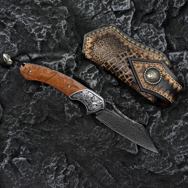 دمشق الصلب سكين للفرد VG10 نمط - مراجعة Outdoor Hunting Gifts وسعره
