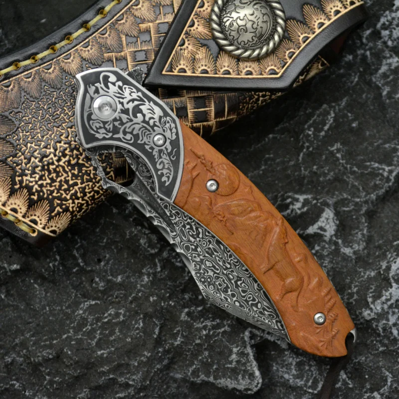 دمشق الصلب سكين للفرد VG10 نمط - مراجعة Outdoor Hunting Gifts وسعره